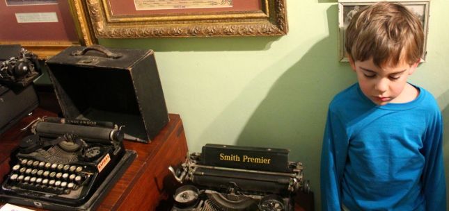 Joah wasn't particularly enamoured with the typewriters...
