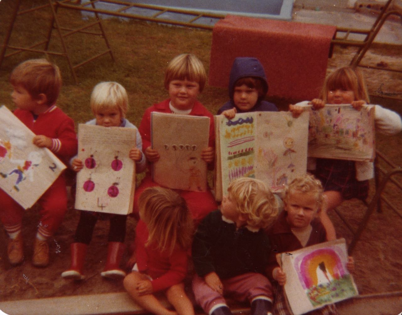 For a couple of years, Mom ran a Play-Group from our home. I loved it! - and I especially loved it when it was time to draw! (I'm the one on the far right)...