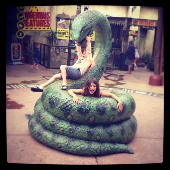 My kids and the big snake at uShaka Marine World...